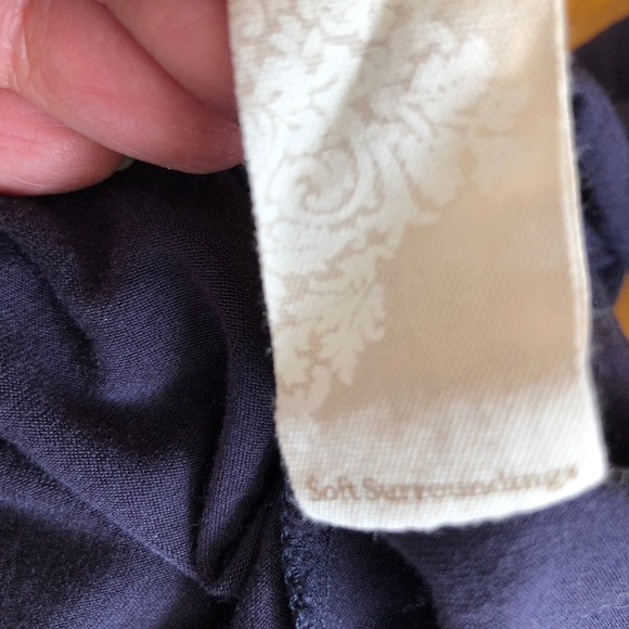 Navy Blue Long Sleeve Pleated Stretch Tunic Top Soft Cozy - Picture 7 of 7